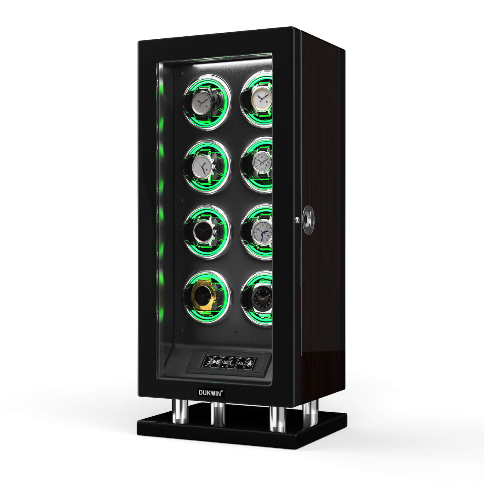 Special Edition- 8 Watch Winder with Fingerprint Entry RGB Light LCD Remote Control