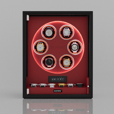 VIRTUOSO – Premium 6 Watch Winder with Fingerprint Lock & Extra Storage - Red
