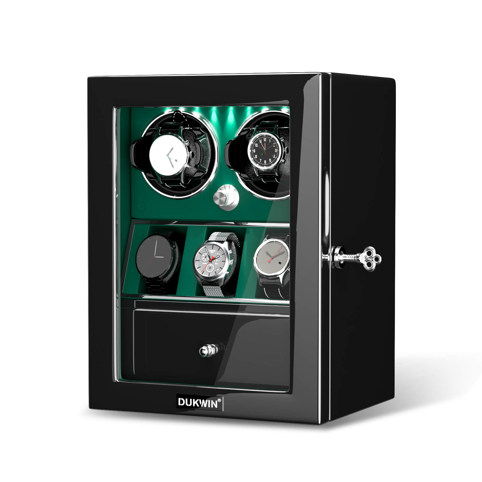 2 Remontoirs de Montres avec 3 Supports de Montres Moteur Mabuchi Silencieux - Vert