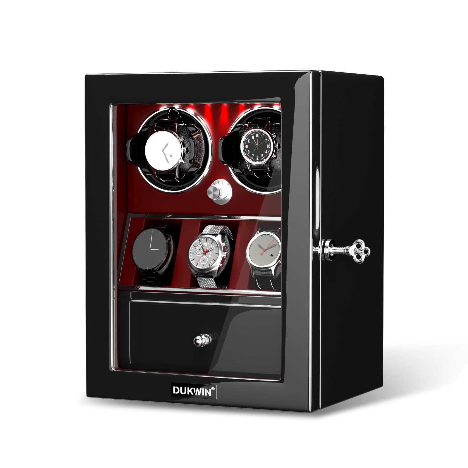 2 remontoirs de montres pour montres automatiques avec 3 rangements organisateur de montres - Rouge