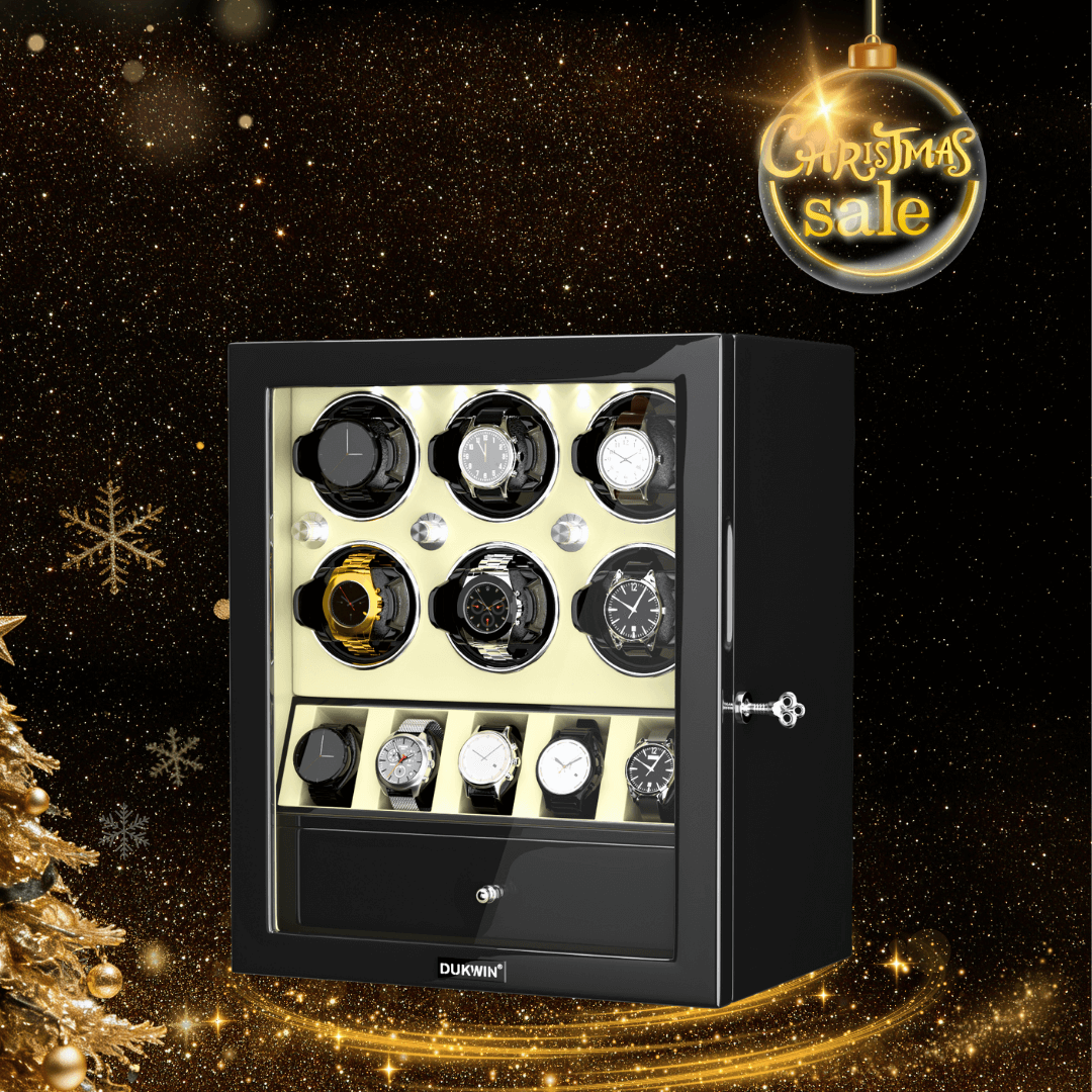 Remontoirs de montres classiques pour 6 montres automatiques avec organisateur d'affichage de 5 montres - Blanc cassé