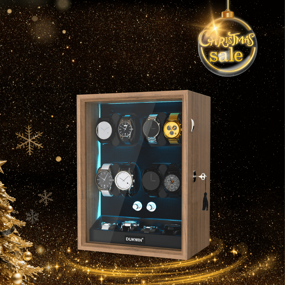 Remontoir 8 + 4 montres avec rangements supplémentaires Moteurs silencieux Aurora Blue Light - Grain