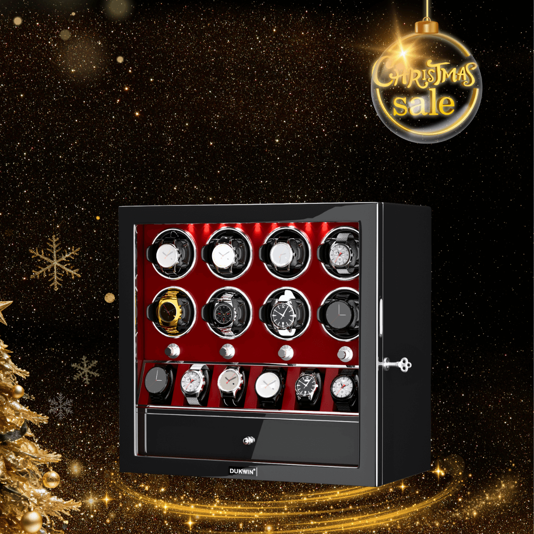 8 Remontoirs De Montres Avec 6 Montres Organisateur Cas Rotation Automatique - Rouge