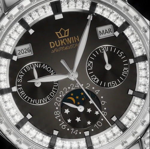 Midnight Eclipse – 106 Zirconia Automatique Mécanique Phases de Lune avec Phase de Lune