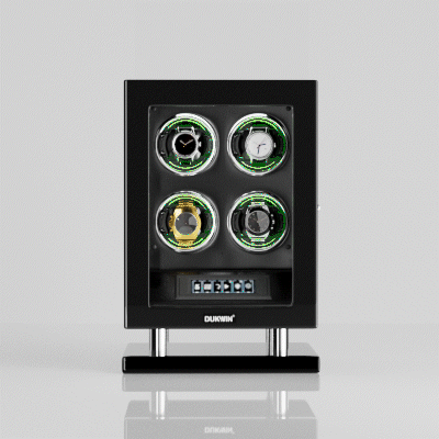 Remontoir de 4 montres avec entrée d'empreinte digitale améliorée, lumière RVB, télécommande LCD, moteurs Mabuchi