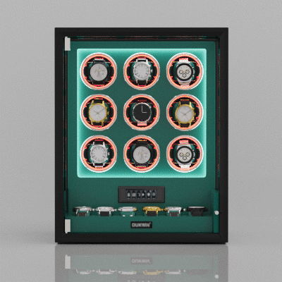 VIRTUOSO – Premium 9 Watch Winder with Fingerprint Lock & Extra Storage - Green