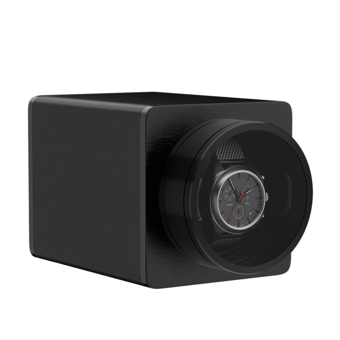 Remontoir de montre unique pour montres automatiques en cuir végétalien moteurs Mabuchi silencieux pour voyage - noir minuit