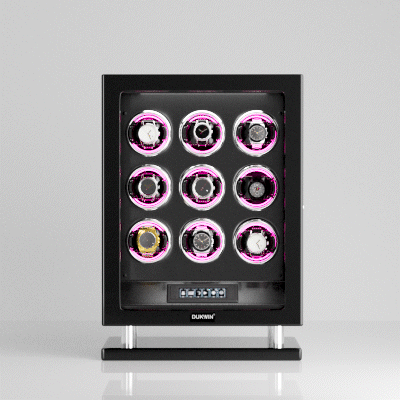 Special Edition- 9 Watch Winder with Upgraded Fingerprint UnLock RGB Light Large Watch Box