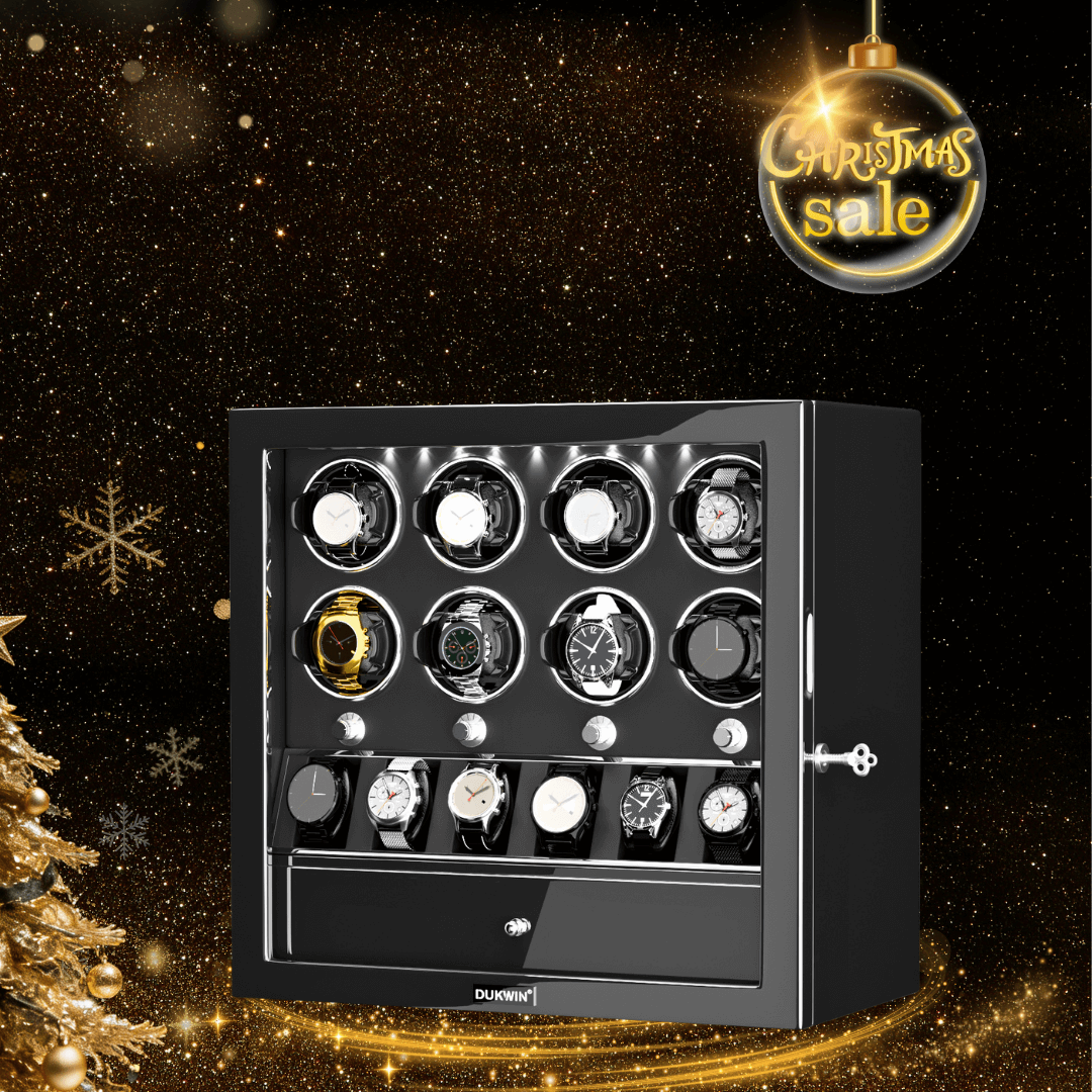 8 remontoirs de montres avec rangement supplémentaire pour 6 montres et tiroir à bijoux