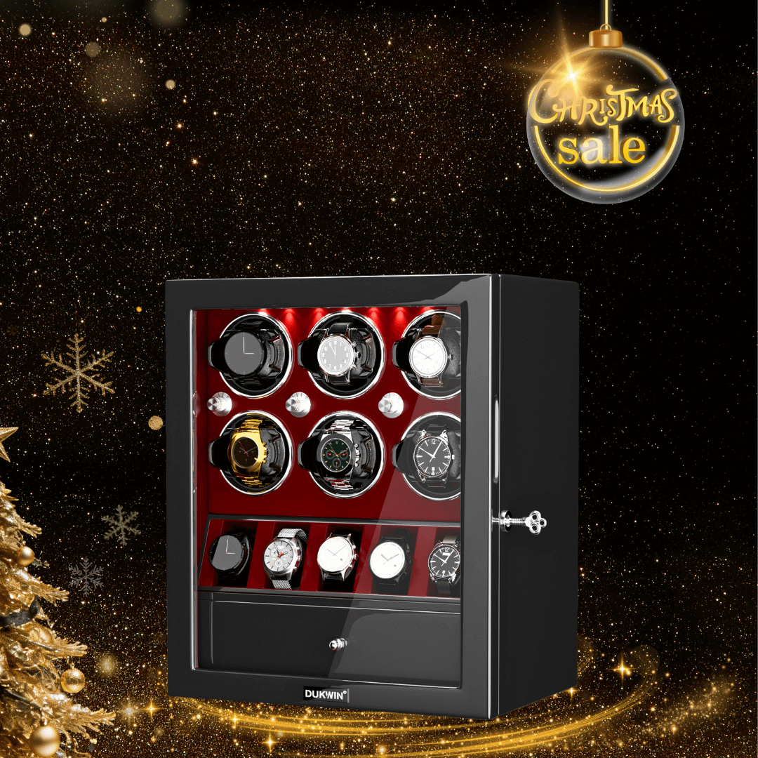 Remontoirs de montres classiques pour 6 montres automatiques avec organisateur d'affichage de 5 montres - Rouge