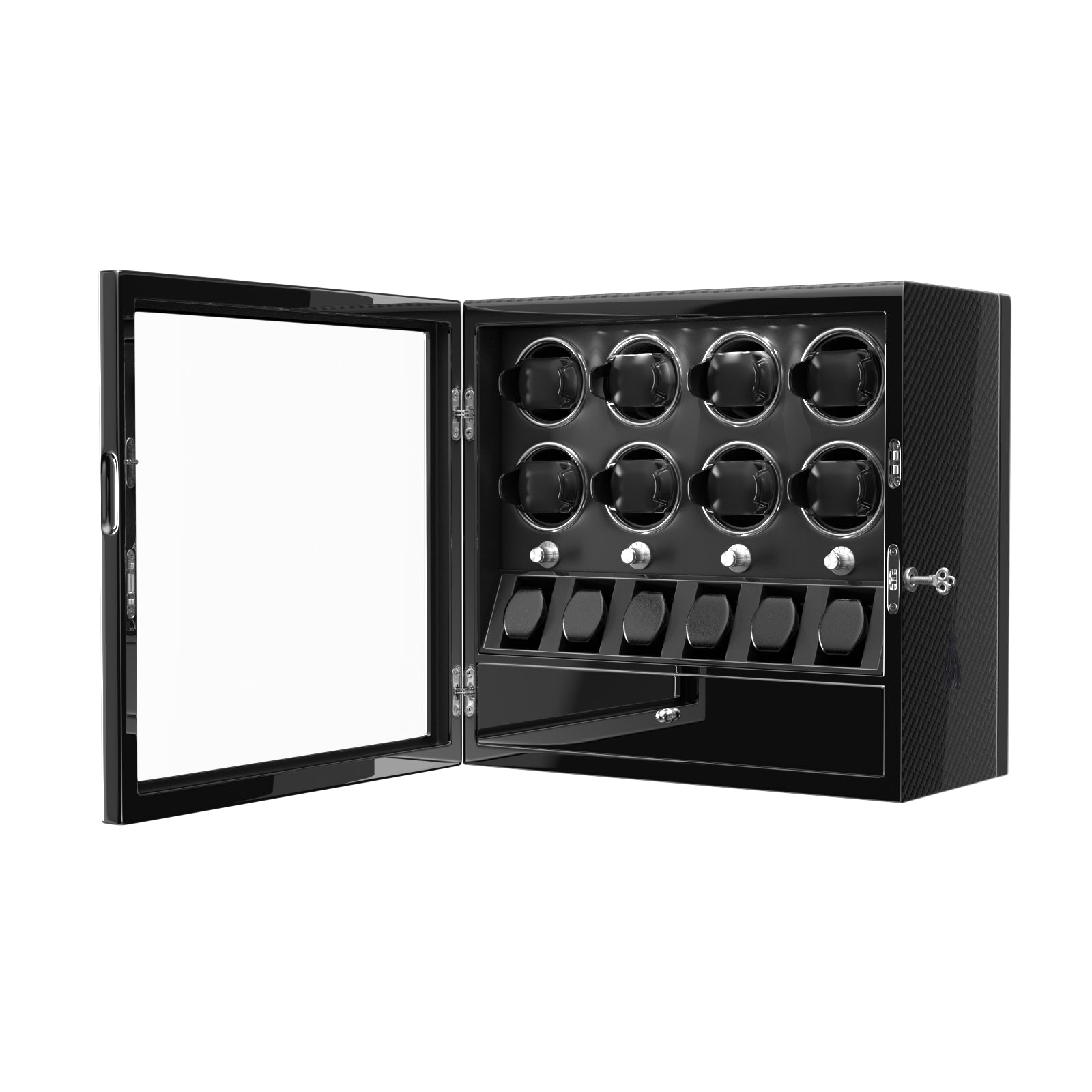 8 remontoirs de montres pour montres automatiques avec 6 étuis de rangement – Fibre de carbone