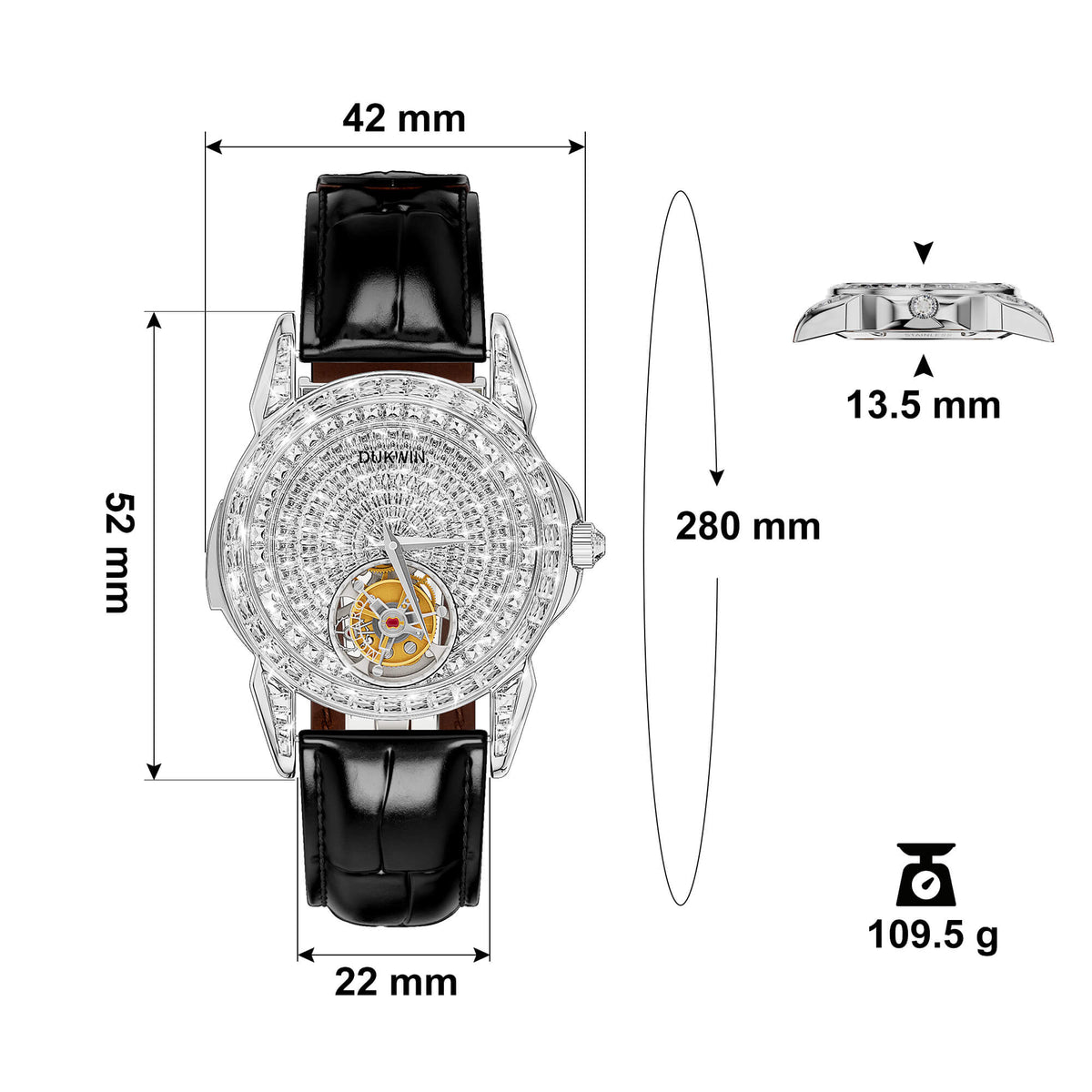 Sovereign Eye Tourbillon - Automatic Mechanical Watch l Hand‑Cut Zirconia Luxury Men Watch l Bonus Precision Winder Included