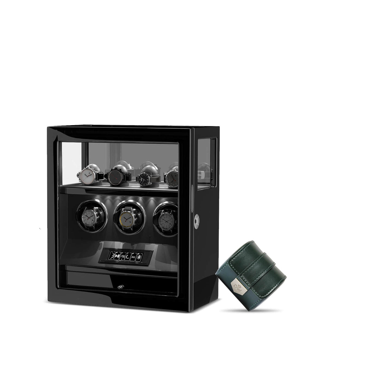 Limited Edition Gift Set: Fingerprint 3 Watch Winder + Vegan Leather Single Wacth Roll
