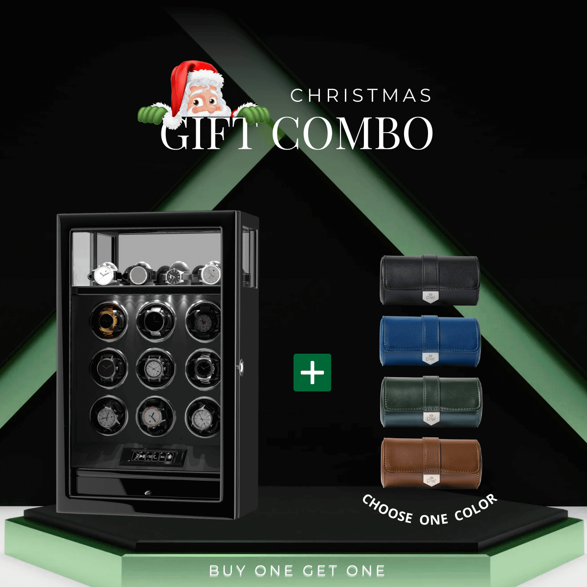 Limited Edition Gift Set: Fingerprint 9 Watch Winder + Vegan Leather Double Wacth Roll