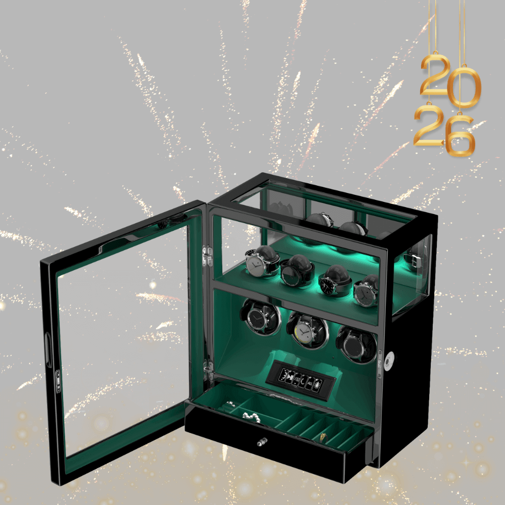 Verrouillage D'empreintes Digitales 3 Remontoirs De Montres Avec Télécommande LCD De Stockage De Montres Supplémentaire - Vert