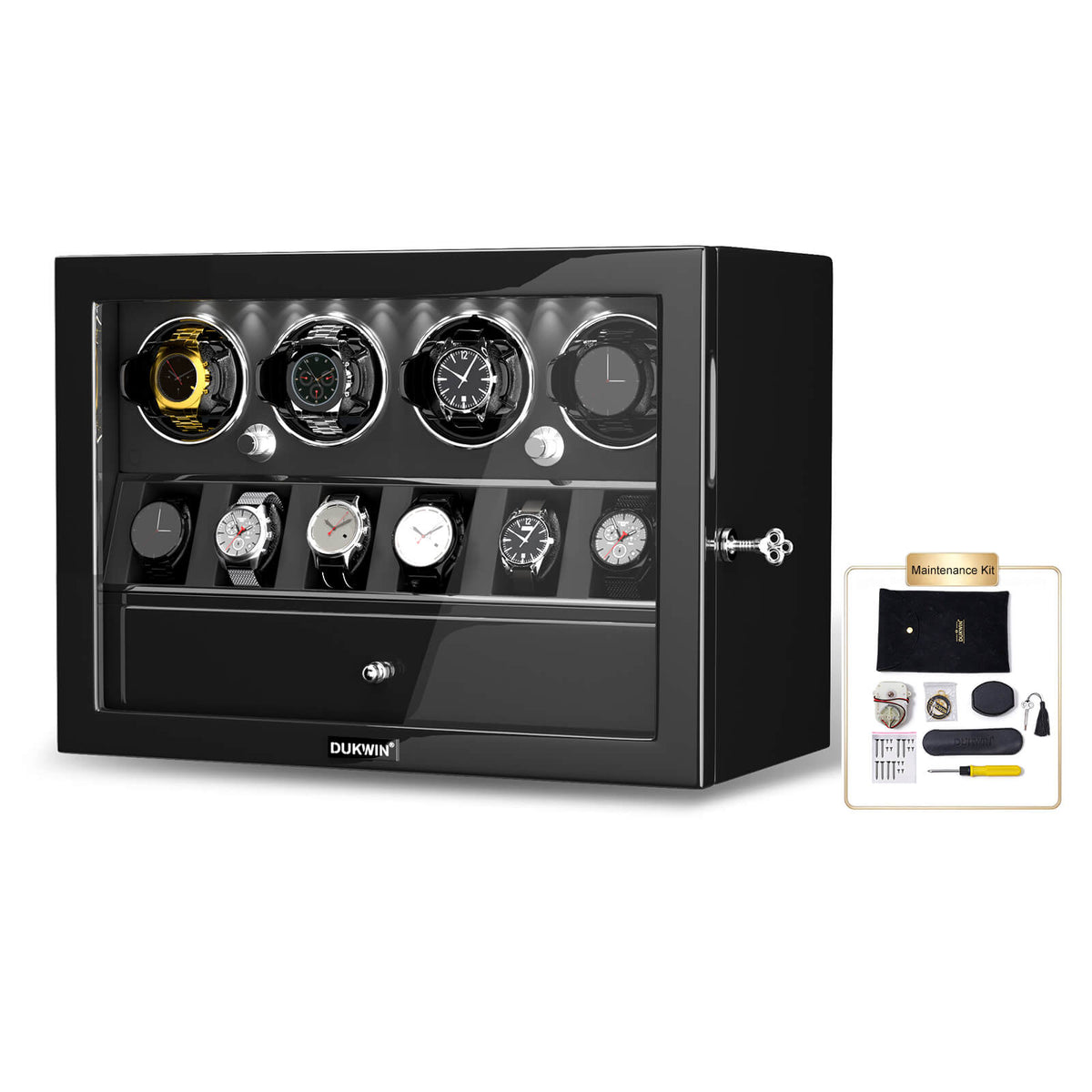 4 remontoirs de montres pour montres automatiques avec organisateur d'affichage de 6 montres