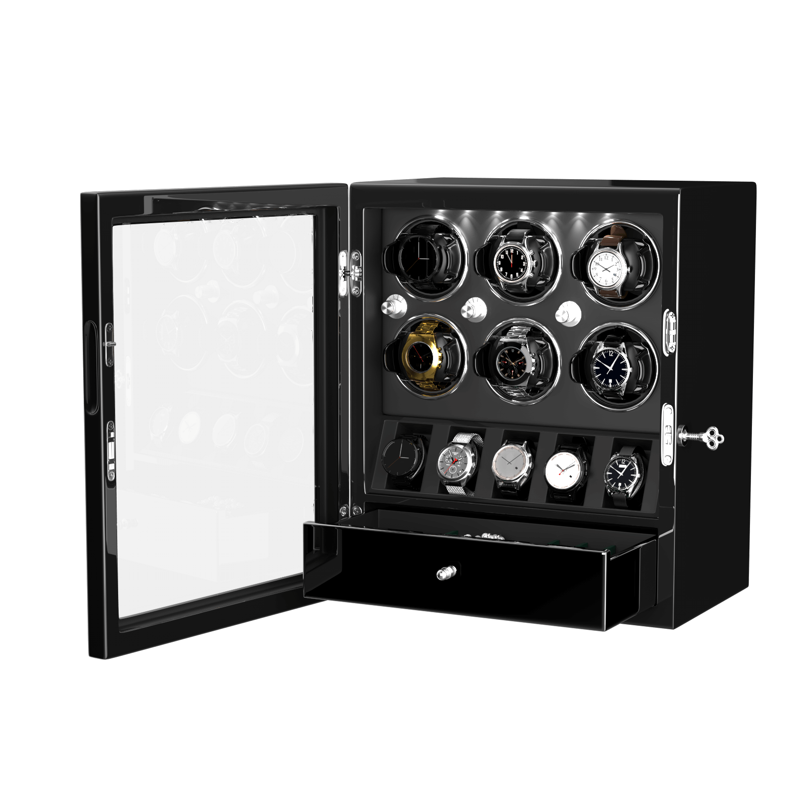 Remontoir de 6 montres compact avec 5 montres, espace de rangement, moteur Mabuchi silencieux