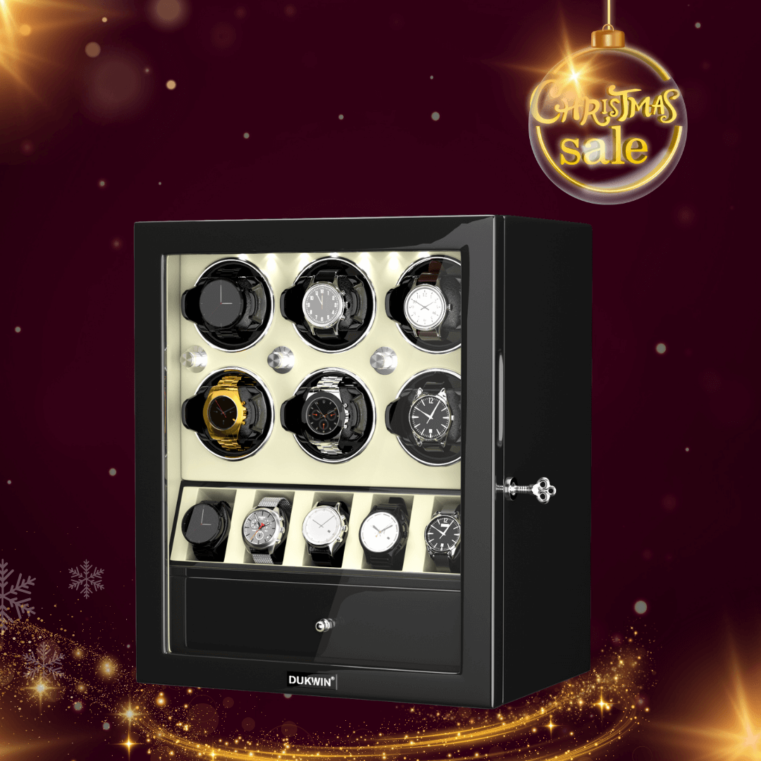 Classic 6 Watch Winders for Automatic Watches with 5 Watches Display Organizer - Off White