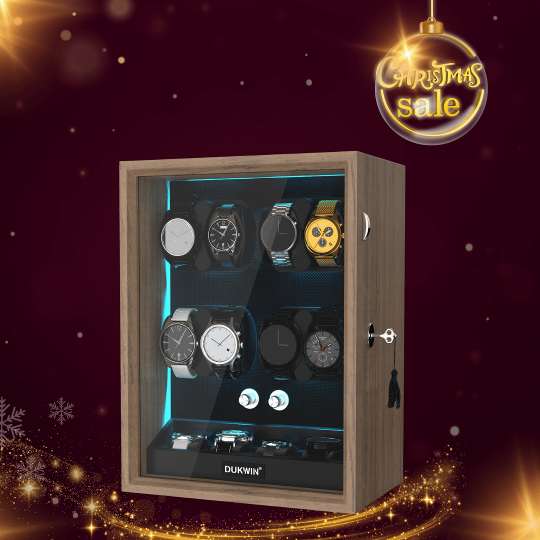 Remontoir 8 + 4 montres avec rangements supplémentaires Moteurs silencieux Aurora Blue Light - Grain