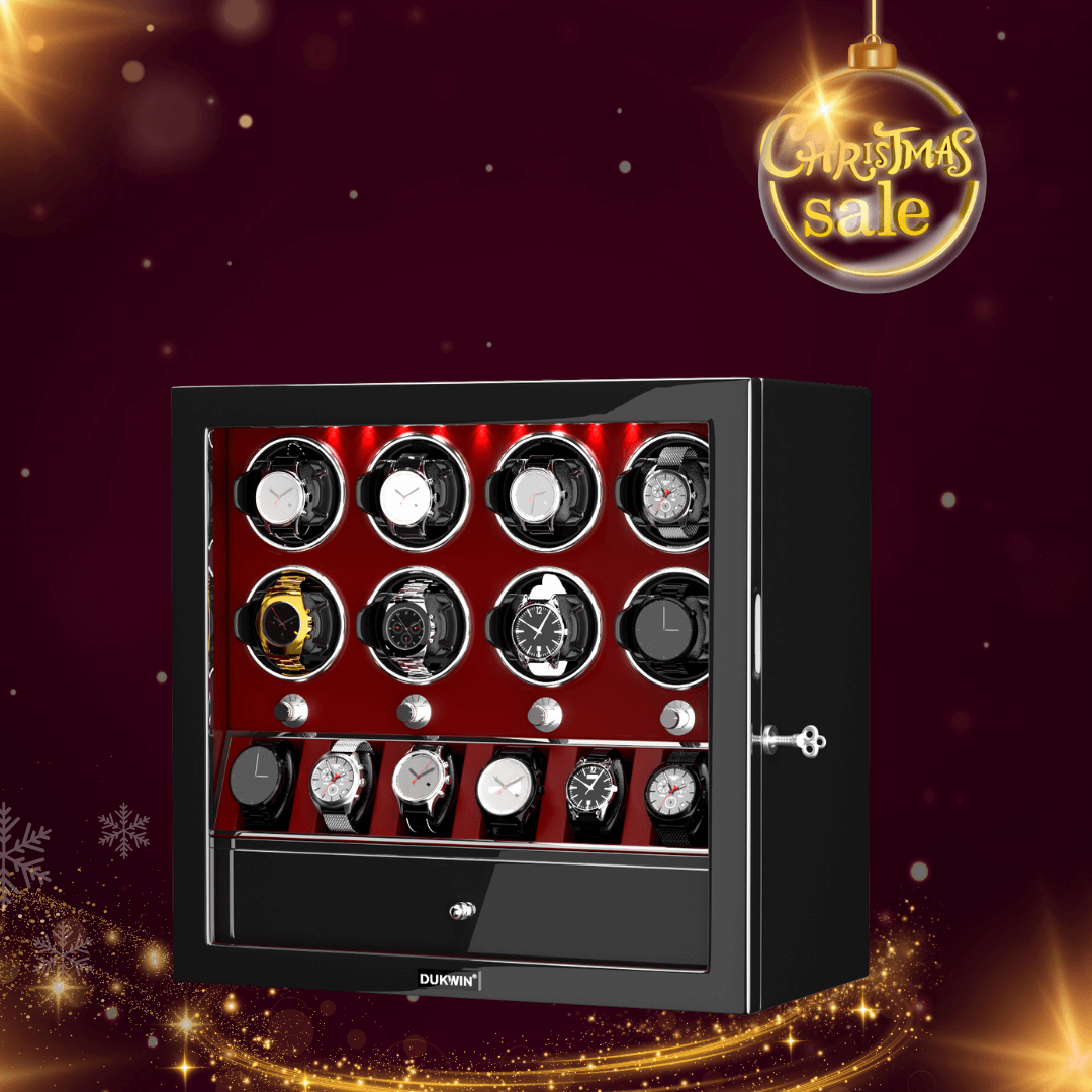 8 Watch Winders with 6 Watches Organizer Case Automatic Rotation - Red