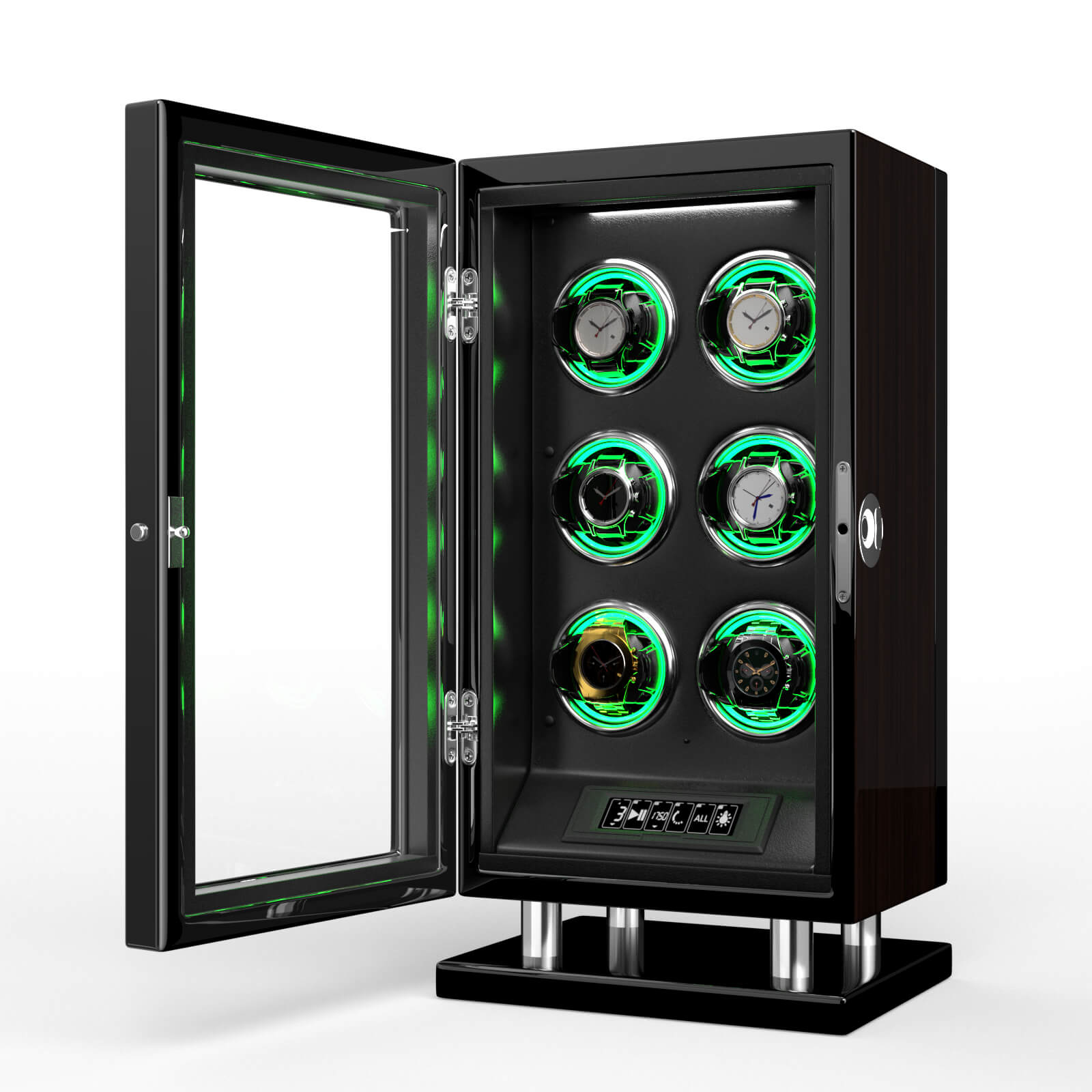 Special Edition- 6 Watch Winder with Upgraded Fingerprint Entry RGB Light Mabuchi Motors