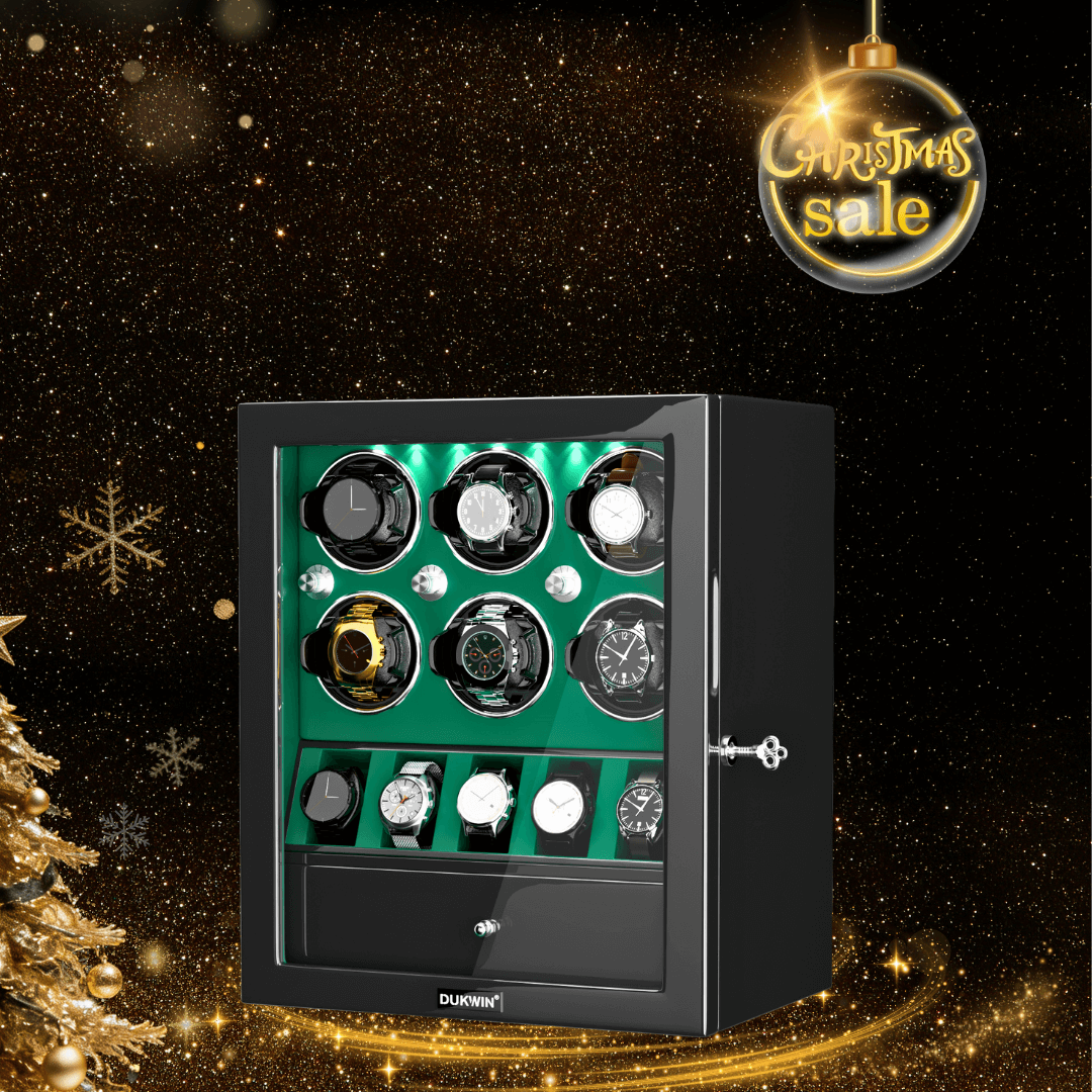 Classic 6 Watch Winders for Automatic Watches with 5 Watches Display Organizer - Green