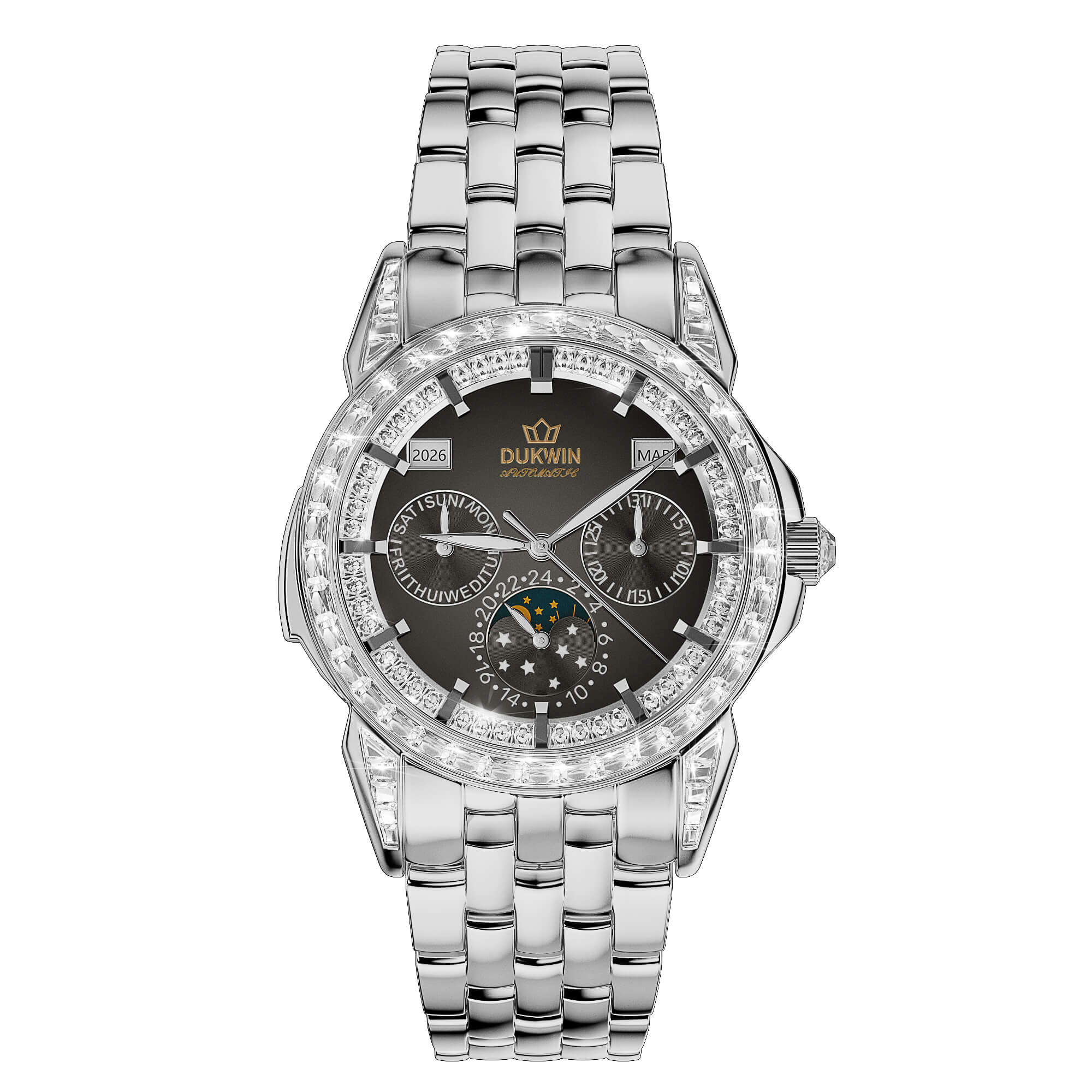Imperix Midnight Eclipse - Automatic Mechanical Men’s Watch - Sapphire Crystal, Full Calendar & 5ATM