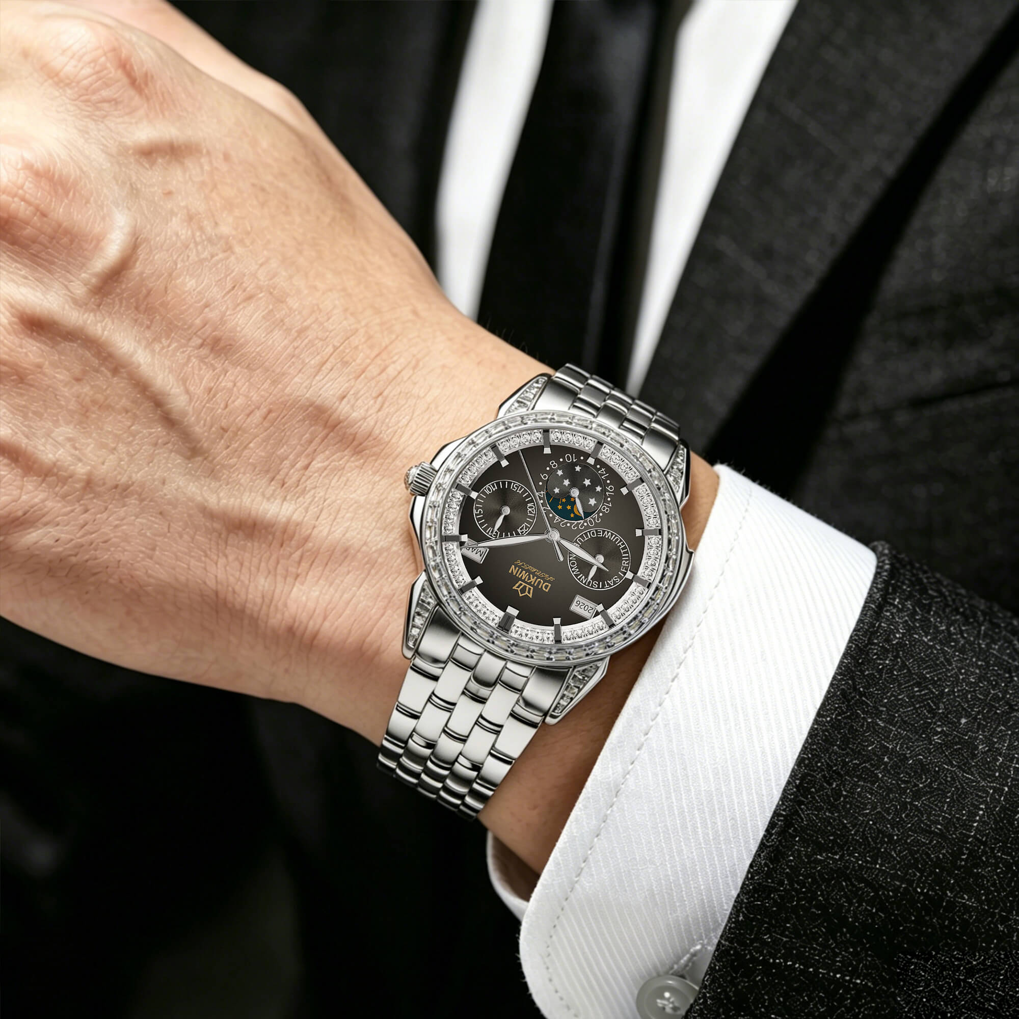 Imperix Midnight Eclipse - Automatic Mechanical Men’s Watch - Sapphire Crystal, Full Calendar & 5ATM