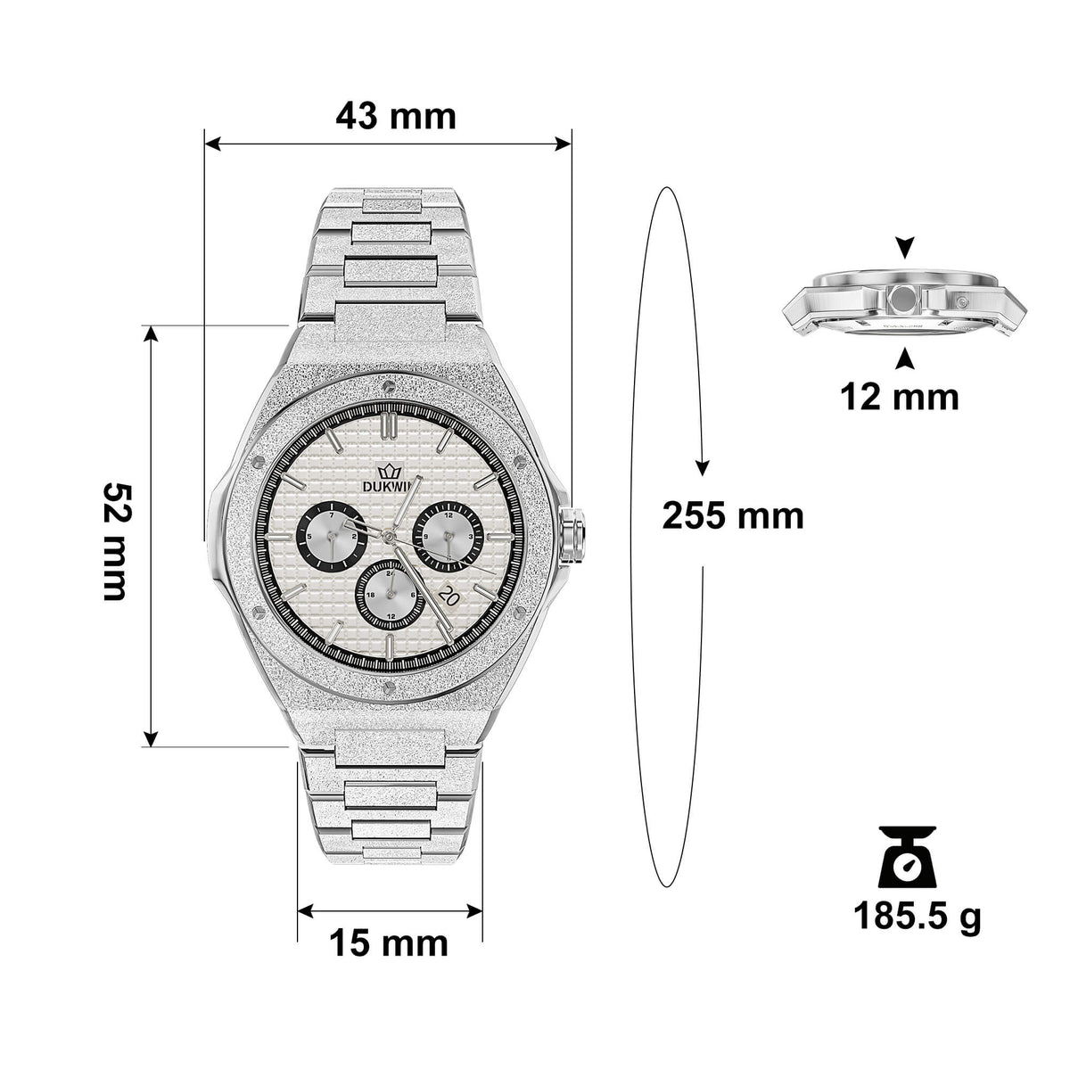 Regal Baron - Sparkling Frosted Texture Steel White Dial Miyota 9120 Automatic Watch for Men l Bonus Precision Winder Included