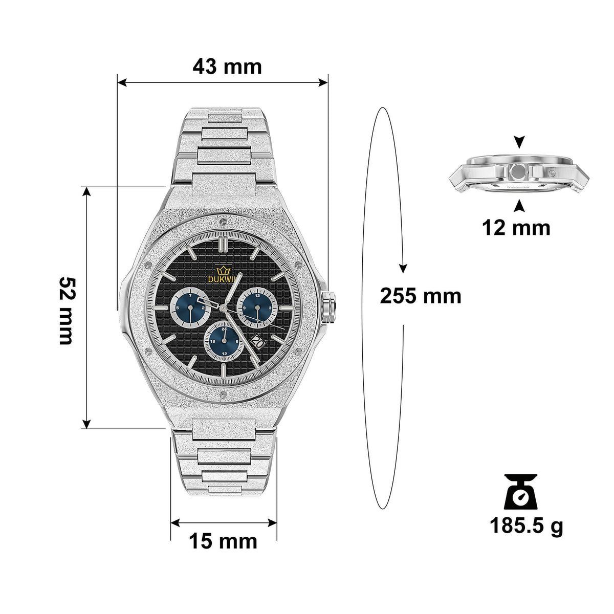 Regal Baron - Sparkling Frosted Texture Steel Black Dial Miyota 9120 Automatic Watch for Men l Bonus Precision Winder Included
