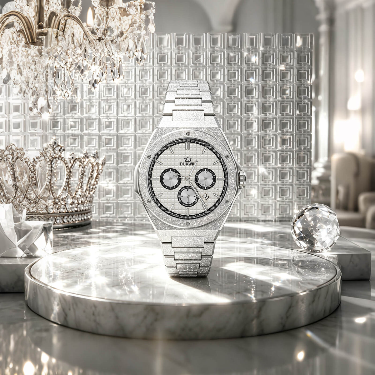 Regal Baron - Sparkling Frosted Texture Steel White Dial Miyota 9120 Automatic Watch for Men