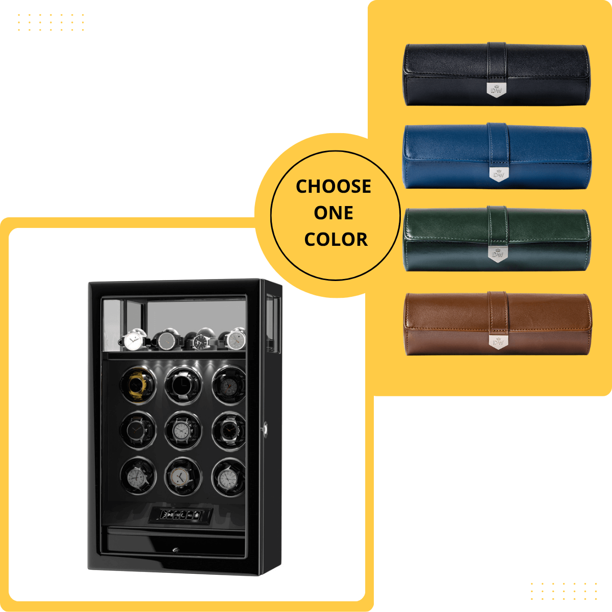 Remontoir 6 + 6 montres avec rangements supplémentaires Aurora Blue Light