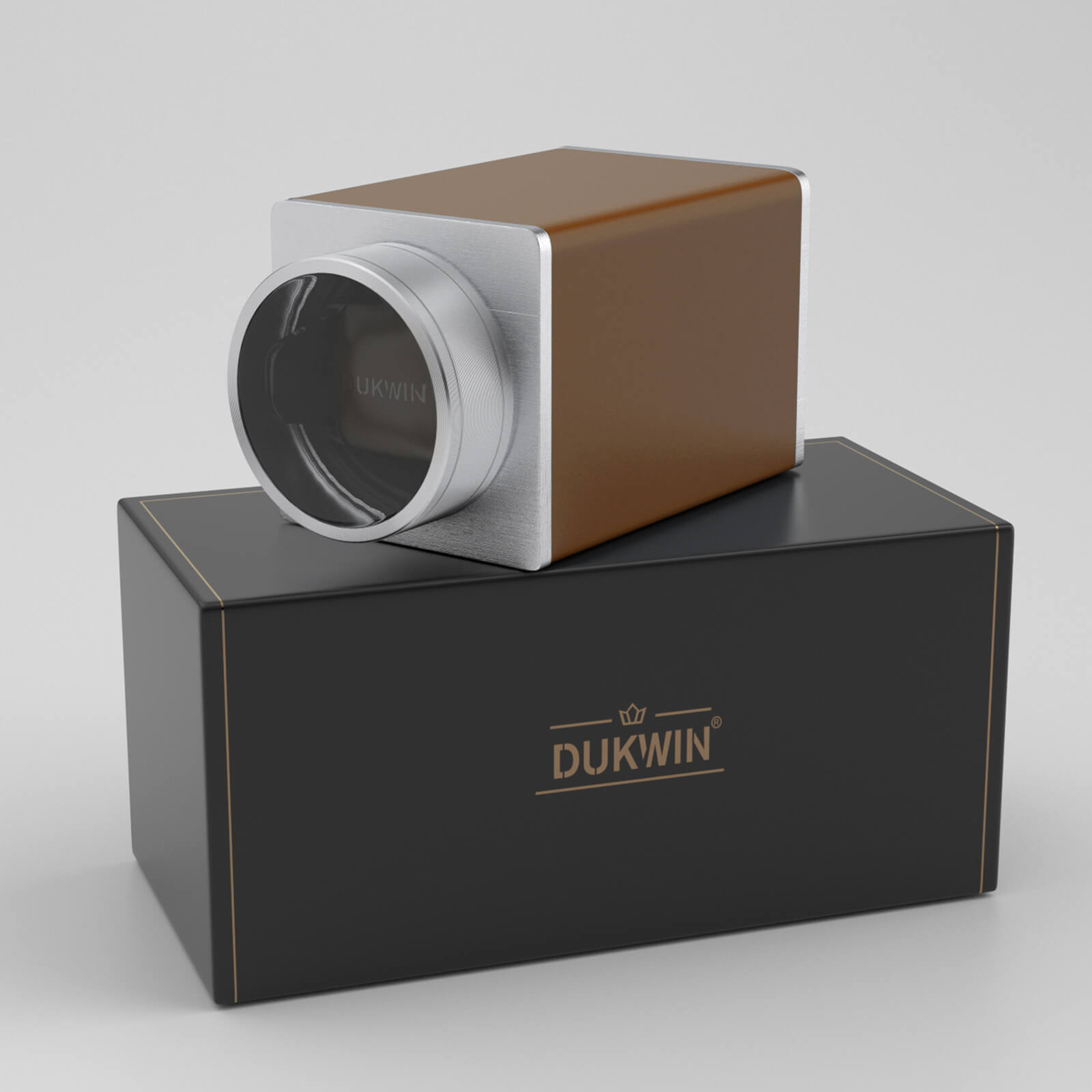 Single Watch Winder for Automatic Watches Vegan Leather Quiet Mabuchi Motors for Travel - Tobacco Brown