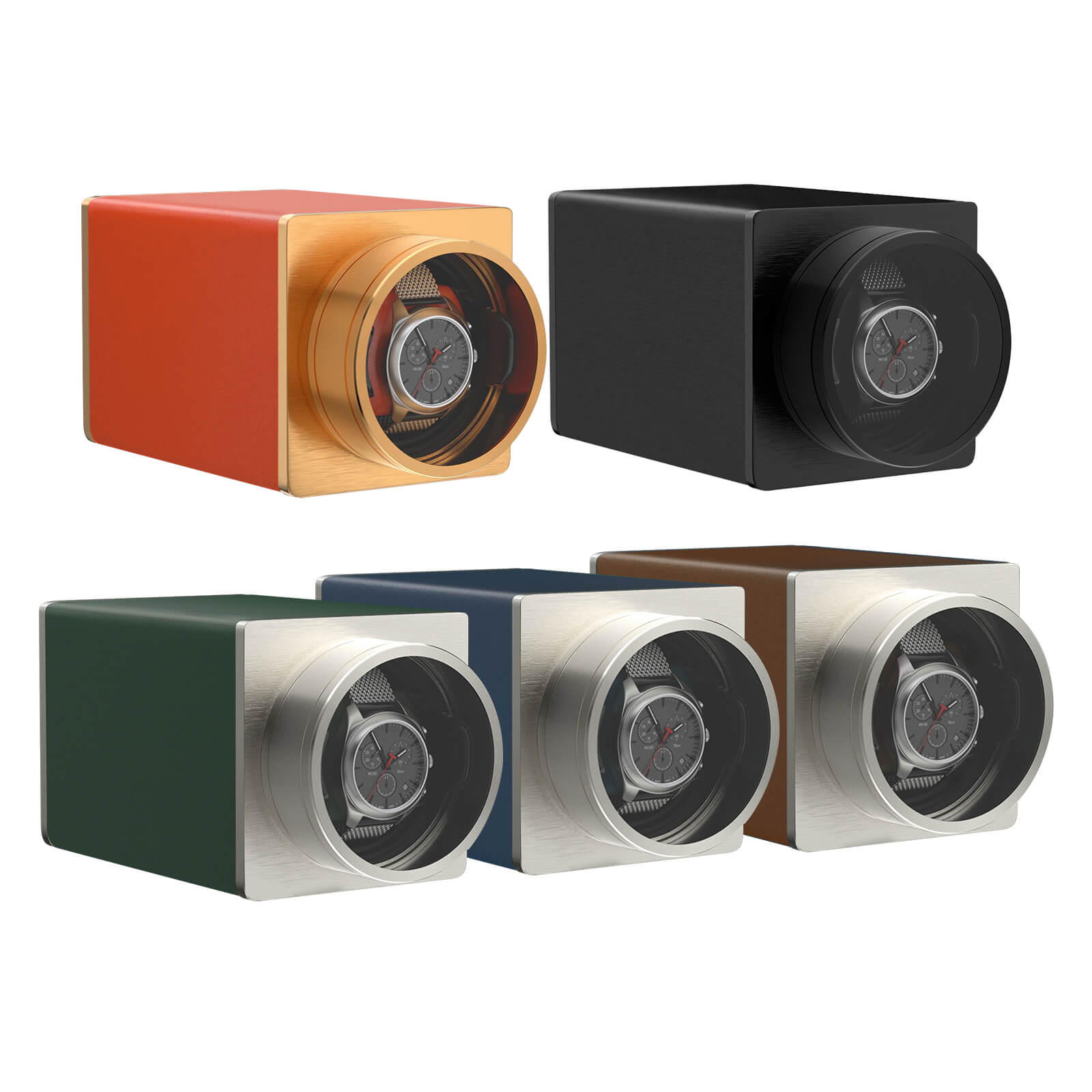 Travel Single Watch Winder Stackable Vegan Leather with Quiet Japanese Motors
