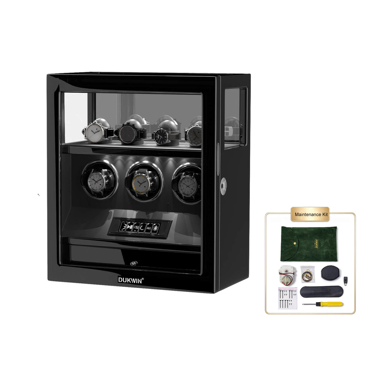 Patented Design Watch Winders with Watch Holder Fingerprint Lock Ultra Quiet Motors