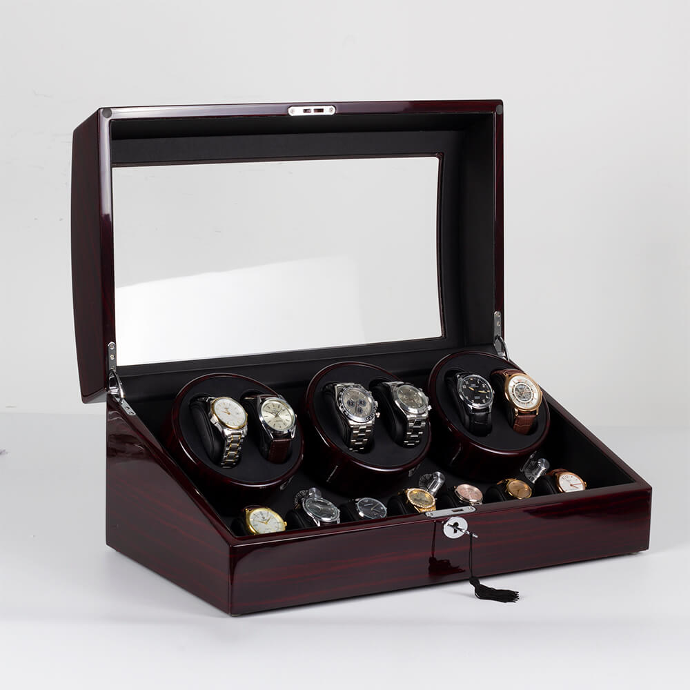 6 Watch Winder with 7 Storage Space Quiet Mabuchi Motors MDF with Lock -  Ebony